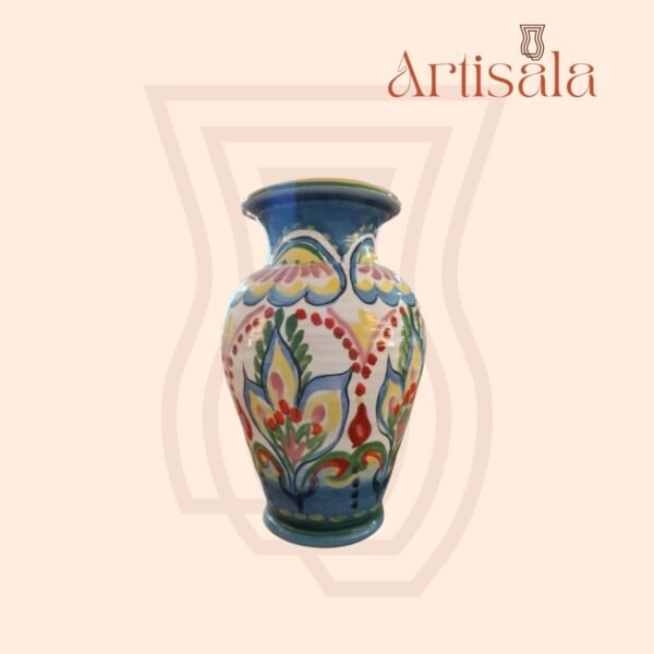 Vase en poterie peint à la main – Motifs Floraux
